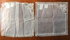 Lot Of 2 Antique French Cutwork Handkerchiefs Sheer White Paris Hand Embroidered