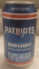 2026 New England Patriots Bud Light Nfl Football Beer Can Bottom Opened Empty