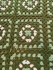 Vintage Green white Crochet Afghan Throw Granny Squares Blanket Handmade 58 x70 