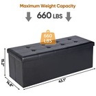 43  Folding Storage Ottoman Bench Faux Leather Footrest Chest With Divider Black