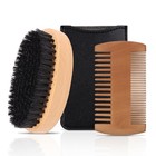 Men s Beard Brush Kit With Pearwood Comb And Boar Bristle Beard Brush   free