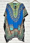Xl 1x 2x Os Royal Blue Turquoise Black African Print Beach Cover Dashiki Top