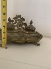 Vintage Ornate Brass Double Inkwell With Pen Holder Collectible