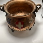 Vintage Hand Painted Hammered Copper Pot Cauldron Switzerland