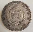 1914 El Salvador One Un Peso Silver Coin Image Of Columbus In Xf Condition