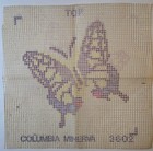 Vtg Columbia Minerva Latch Hook Butterfly Canvas Only 17  W X 16  H Pillow