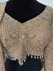 Beige Designer Lehenga Choli 40-42 Heavy Bead Mirror Work Bridal Worn Once