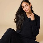 Softies Marshmallow Shawl Collar   Pintuck Pant Set Black Size Medium