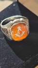    antique Ostby Barton 10k Gold Masonic Ring Carnelian Intaglio Titanic Era 5 3g