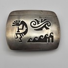 Vintage Sterling Silver Hopi Overlay Belt Buckle Native American Jewelry 2 