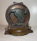 Antique Oscar Bach Two Toned Patinated Solid Bronze Heavy Swan Figural Doorstop