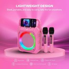 Pink Karaoke Machine W  2 Wireless Mics Bluetooth Speaker Rgb Lights
