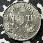 1922 Canada 5 Cents Lot d9821 High Grade  Beautiful 