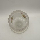 Vtg Satin Glass Fairy Light Frosted White Ribbed Floral Lamp Candleholder