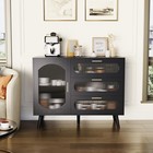 Sideboard Cabinet With Fluted Glass Door storage Buffet With Drawers For Kitchen