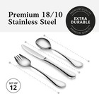 Artaste 56532 Rain 18 10 Stainless Steel 12-piece Kids Flatware Set  Silver 