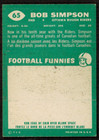 1960 Topps Cfl Canadian Football Card  65  Bob Simpson  Ottawa Rough Riders Ex