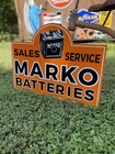 Antique Vintage Old Style Marko Batteries Service Station Sign
