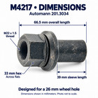 6 Pack Automann M4217 201 3034 Sleeved Lug Nuts M22x1 5 33mm Hex 39mm Sleeve