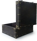 Dreamseden Large Wooden Decorative Storage Trunk - Wood Large  Coffee Brown 