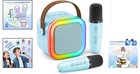 Delight In Singing  Mini Bluetooth Karaoke Machine With Colorful Lights   2 Mics