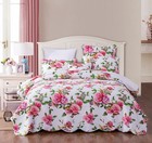 Dada Bedding Romantic Roses Spring Pink Valentine Scalloped Floral Bedspread Set