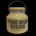 Vintage Moira Pottery Stoneware Home Made Relish Crock With Metal Handle