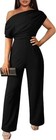 Ymduch Womens Casual Sleeveless Off Shoulder Wide Leg Long Pant Jumpsuit Black M