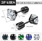 5 Pairs Titanium Screw Back Surgical Stainless Steel Stud Earrings For Women Men