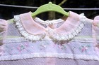 Vtg 60 s Toddler Girls Petal Pink Party Dress Dotted Swiss Organza W  Lace 12m