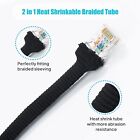 Black 2 1 Ratio Automotive Heat Shrink Braided Sleeving Tube Protect Cable wires