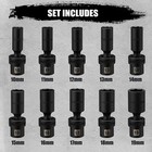 10 Piece 3 8  Drive 6 Point Universal Deep Impact Socket Set  Metric  10mm- 19mm