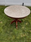 Round Granite Top Dining Table With Wooden Pedestal Base     Indoor outdoor Use