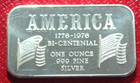 American Bicentennial 1975-flag Bar 1 Troy Oz 999 Silver-madison Mint