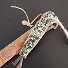 Rare Antique Native American Beaded leather 6 5  Awl Case With 2 Cones 