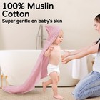 Hooded Baby Towels For Newborn 2 Pack 100 Muslin Organic Cotton Baby Bath Tow   