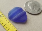 Genuine Beach Sea Glass Surf Tumbled Cobalt Blue Neck Lip Frosted Pendant V02