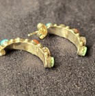 Vtg Native American Zuni Sterling Silver Multi Stone Earrings 20 Mm - Hoop