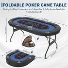 8 Players Oval Foldable Poker Table Casino Blackjack Texa Holdem Table 71 25inch