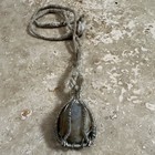 Handcrafted Necklace  Wire Wrapped Agate Druzy Pendant On Hemp Cord  from Co 