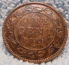 1881 Xf High Grade Canada Large Cent Victoria Coin Canadian