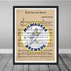 Vintage Milwaukee Brewers Logo Roll Out The Barrel Baseball Art Gift Polka Beer