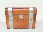 Vintage English Wood Tea Caddy Casket Box Dome Top Decoration