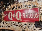 Smoke Q q Perfectos Old Embossed Cigar Store Advertising Sign Quinn Bros Troy Ny