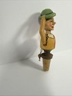 Vintage Anri Mechanical Wine Bottle Stopper Cork Hat Tipping Hand Carved Wooden