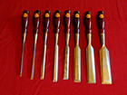 Stanley  720 Eight Piece Used Chisel Set In New Canvas Roll W decals Restored