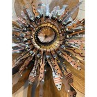 Large 21  Handcrafted Wood And Metal Floral Wall Sculpture Art African