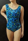 Gk Elite Gymnastics Leotard Electric Blue Lime Black Mesh Back Size Axs