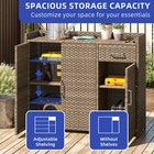 Outdoor Storage Box Sideboard Wicker Table Adjustable Shelves All Weatherproof