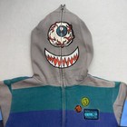 Vintage Y2k Volcom Full Zip Face Mask Hoodie Youth Xl Striped Skater Monster